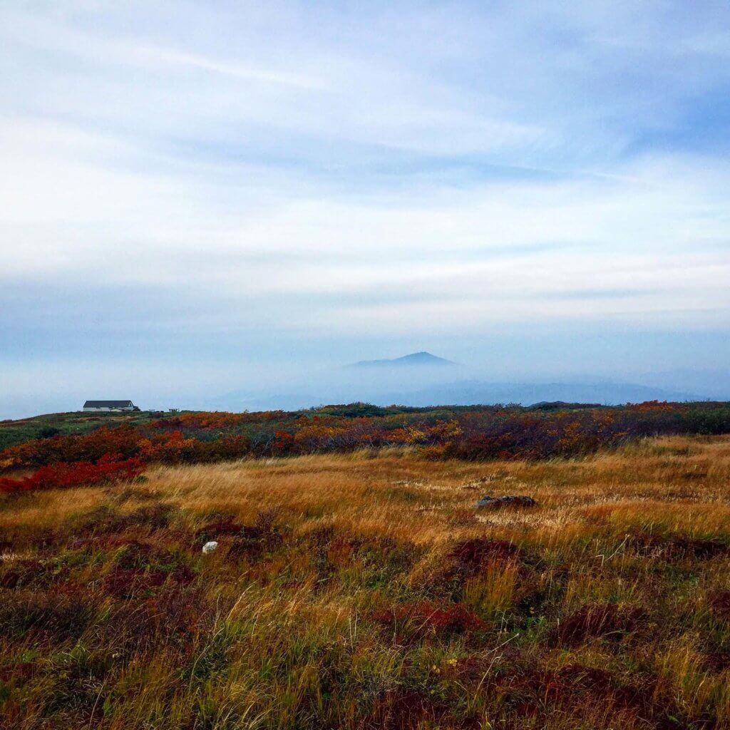 Mt. Chokai seen from Mt. Gassan of the Dewa Sanzan in autumn