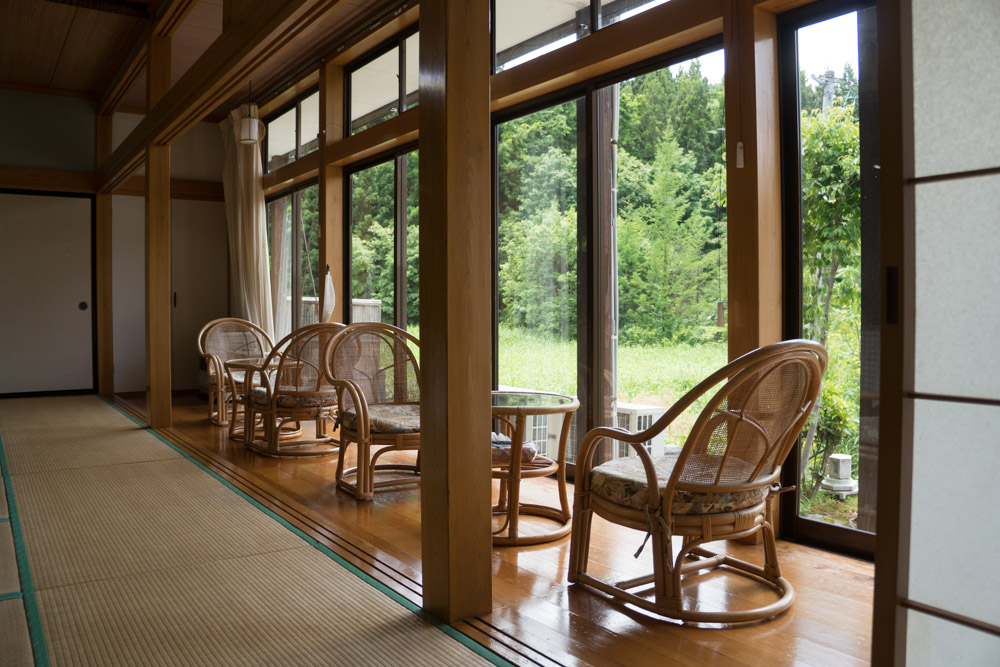 Dewa Sanzan Accommodation: A relaxing view out from Daishinbo Pilgrim Lodge on Mt. Haguro