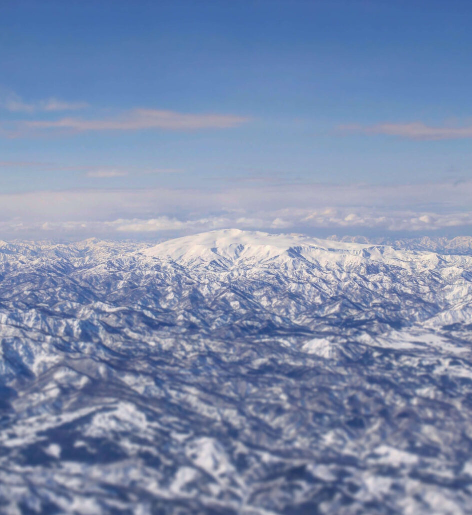 Mt. Gassan of the Dewa Sanzan seen from the sky in the winter