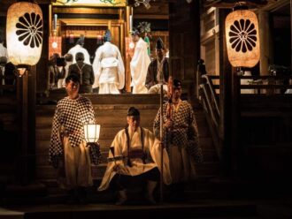 Daisendatsu and Yamabushi during the Hassaku Festival on Mt. Haguro