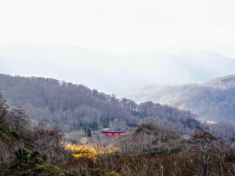 The Shrine Gates of Mt. Yudono of the Dewa Sanzan in Autumn